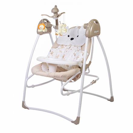 Электрокачели Baby Care Butterfly 2 в 1 с адаптером, Latte 